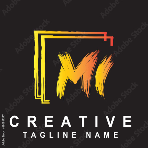 MI Brush Box Letter Logo Concept photo