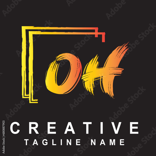 OH Brush Box Letter Logo Concept photo