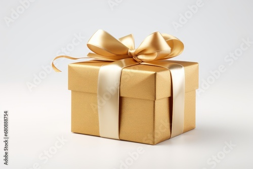 golden christmas gift box on white background