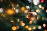 Blurred Lights Accentuating Christmas Tree With Baubles