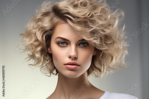 Blonde Model With Short Curly Hair