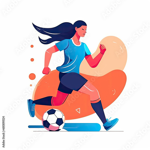 Women football soccer player kicking soccer ball vector tshirt design graffiti AI Generated