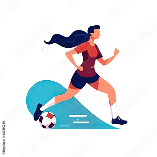 Women football soccer player kicking soccer ball vector tshirt design graffiti AI Generated