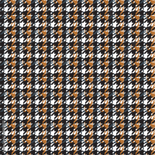 Abstract Hounds tooth seamless pattern, textile and fabric, Tartan design, Tweed, checkered Black and Multicolor for autumn winter scarf, flannel shirt, other modern fashion textile print.