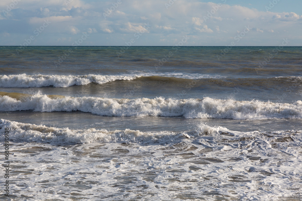 Waves and rough seas on the Mediterranean coast