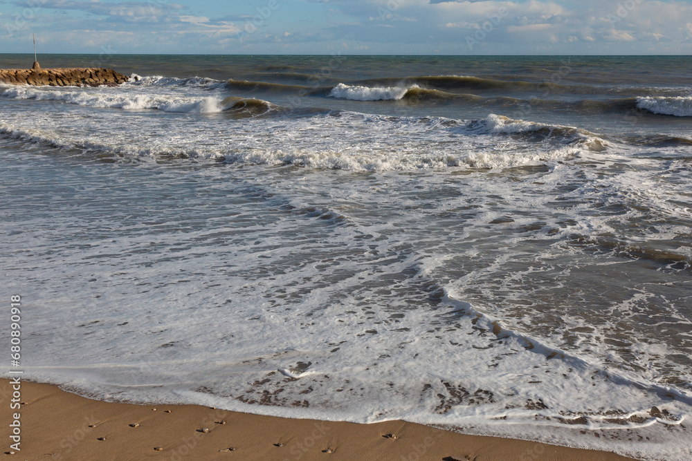 Fototapeta premium Waves and rough seas on the Mediterranean coast