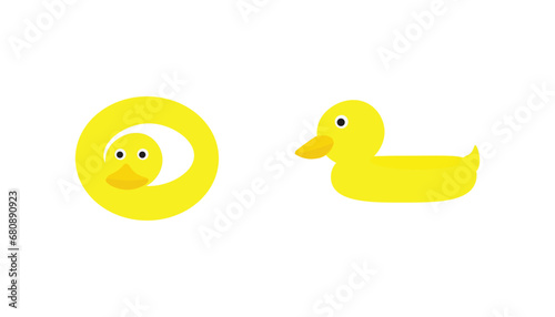 duck lifebuoys aerial view and side view isolated on white background