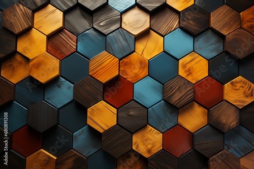 Timeless Elegance: High-Quality Sepia 8K Background with Wooden-Look Hexagons- Generative AI