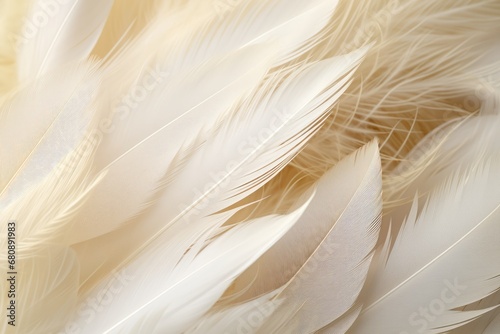 Closeup, White And Feathers Background For Peace, Calm And Spirituality