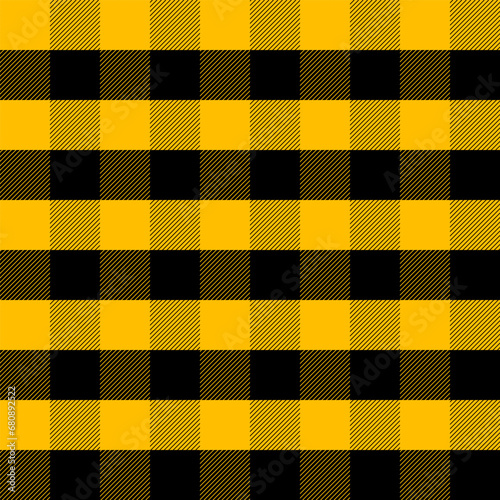 FLANNEL YELLOW AND BLACK BUFFALO PLAID SEAMLESS PATTERN, PUMKINS