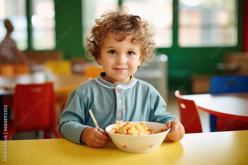 Healthy Child Eating In Kindergarten