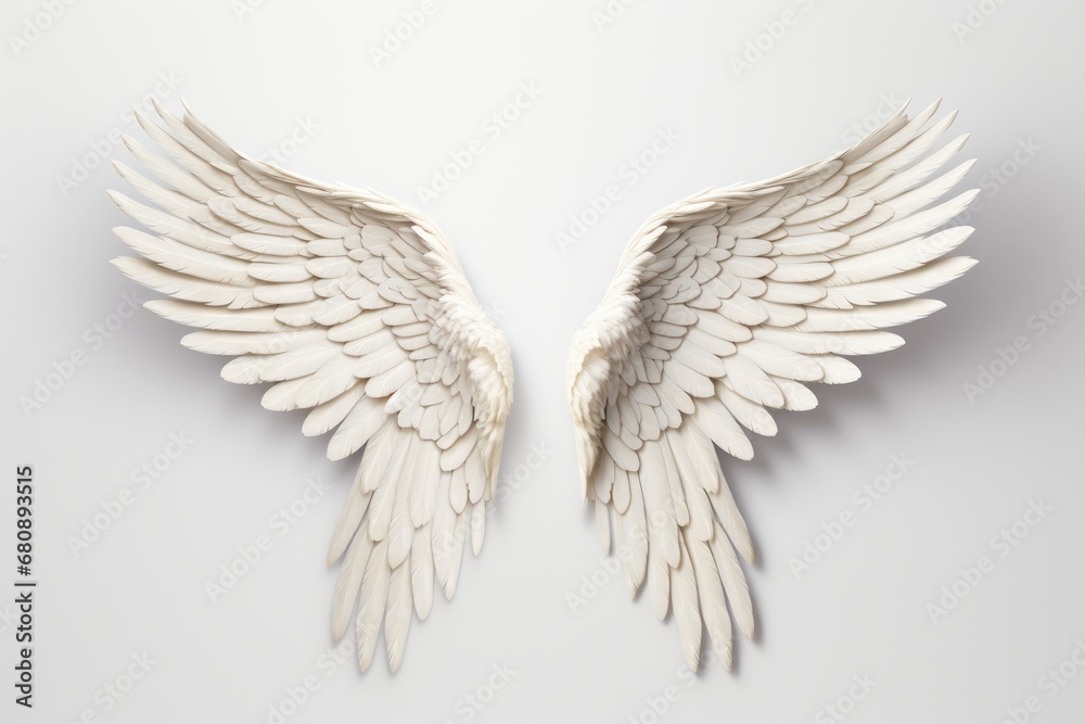 Wings Of Angel On White Background. Сoncept Floral Paradise, Vintage Glamour, Beach Fun, Urban Exploration Wings Of Angel On White Background. Сoncept Floral Paradise, Vintage Glamour, Beach Fun, Urban Exploration