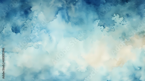 Blue white watercolor abstract background. Watercolor blue white background. Watercolor cloud texture.
