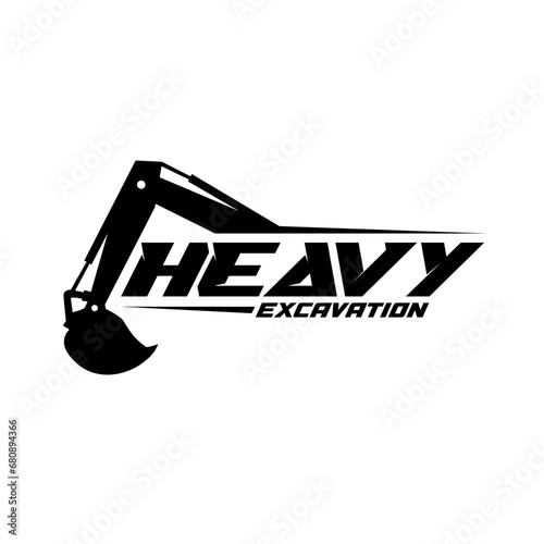 Excavator construction logo design, excavator logo element heavy equipment work. transportation vehicle mining photo