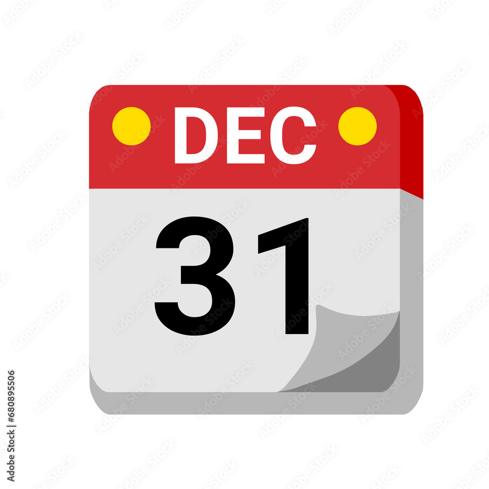 31 december calendar isolated on white transparent background for event, birthday, date, month, day, appointment, agenda, business and deadline 31 december calendar isolated on white transparent background for event, birthday, date, month, day, appointment, agenda, business and deadline