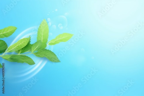 Light fresh effect on blue background. Element for fresheners, cleaners, giving menthol aroma. Air flow from mint leaves. illustration, Generative AI
