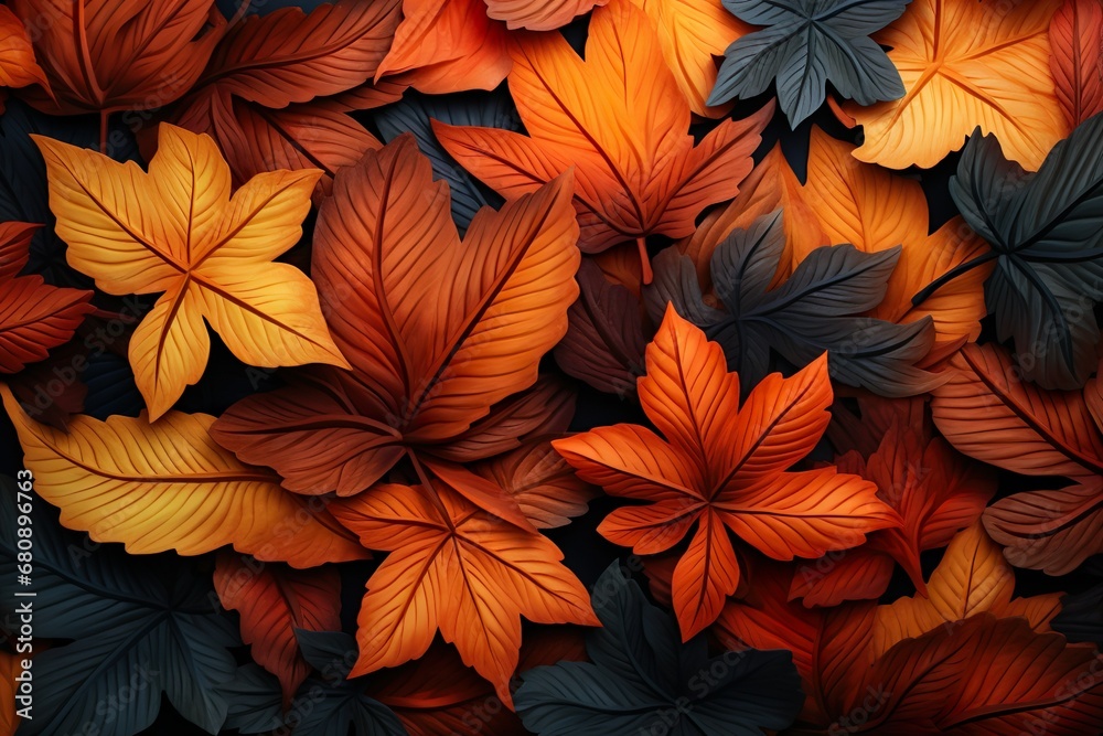 closeup of colorful maple leaves autumn background 