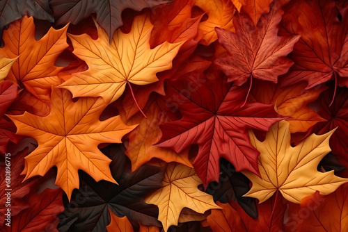 closeup of colorful maple leaves autumn background 
