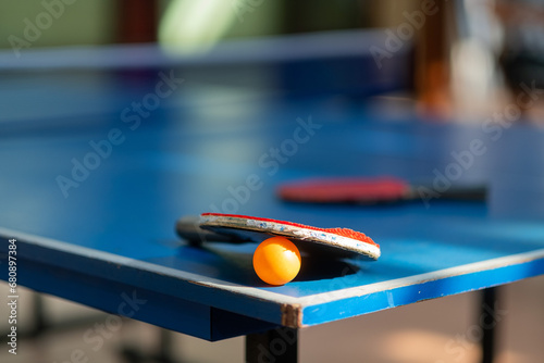 closeup table tennis with blur background, sport