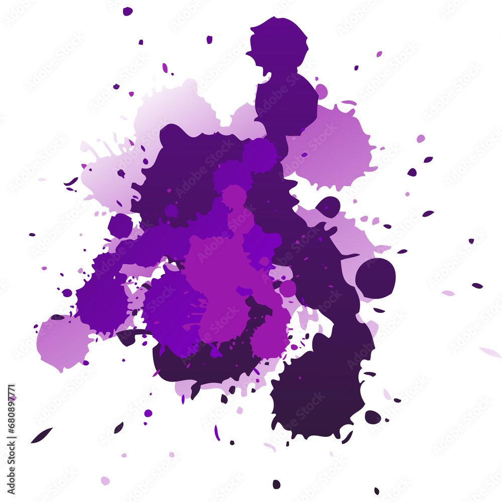 Isolated, transparent, background, purple, violet, purplish, splash, splatter, paint, ink, color, watercolor, drop, spot, art, design, illustration
