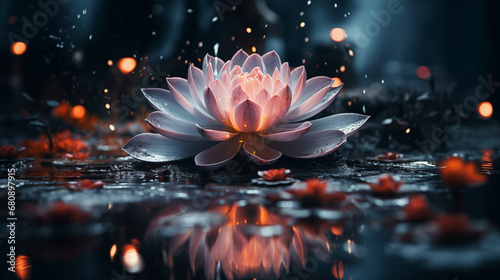 Beautiful wallpaper with lotus flower. Generative AI