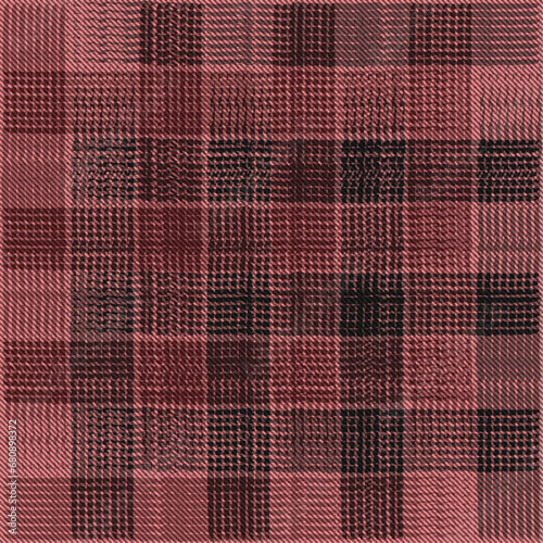 Check Plaid Sealess Pattern, Diagonal Gingham Simple Windowpane in Black, Maroon and Pink with Herringbone
