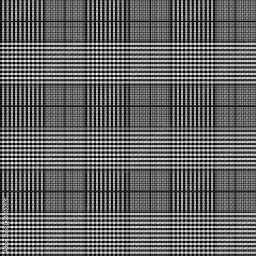 Check Plaid Seamless Pattern Black and White Tartan Scottish Pattern. Diagonal Gingham Vector Illustration, Texture For Tablecloths, Clothes, Shirts, Dresses, Paper, Bedding