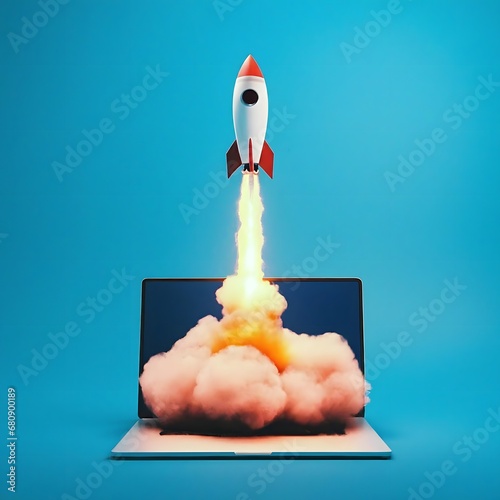 Launching Rocket coming out of laptop screen