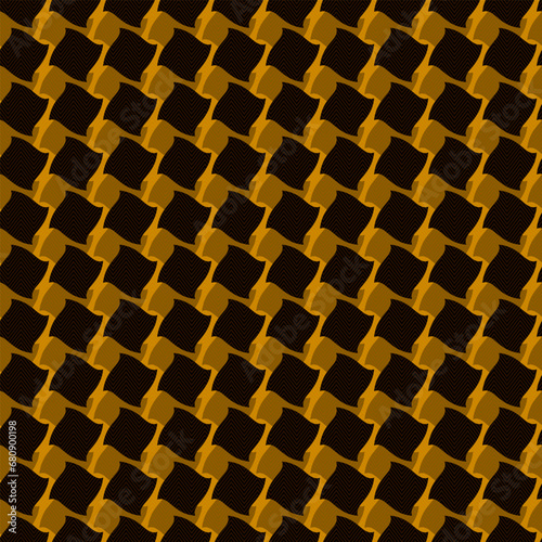 Check Plaid Seamless Pattern, Abstract Diagonal Gingham in Black, Gold Colorful with Herringbone Background Texture