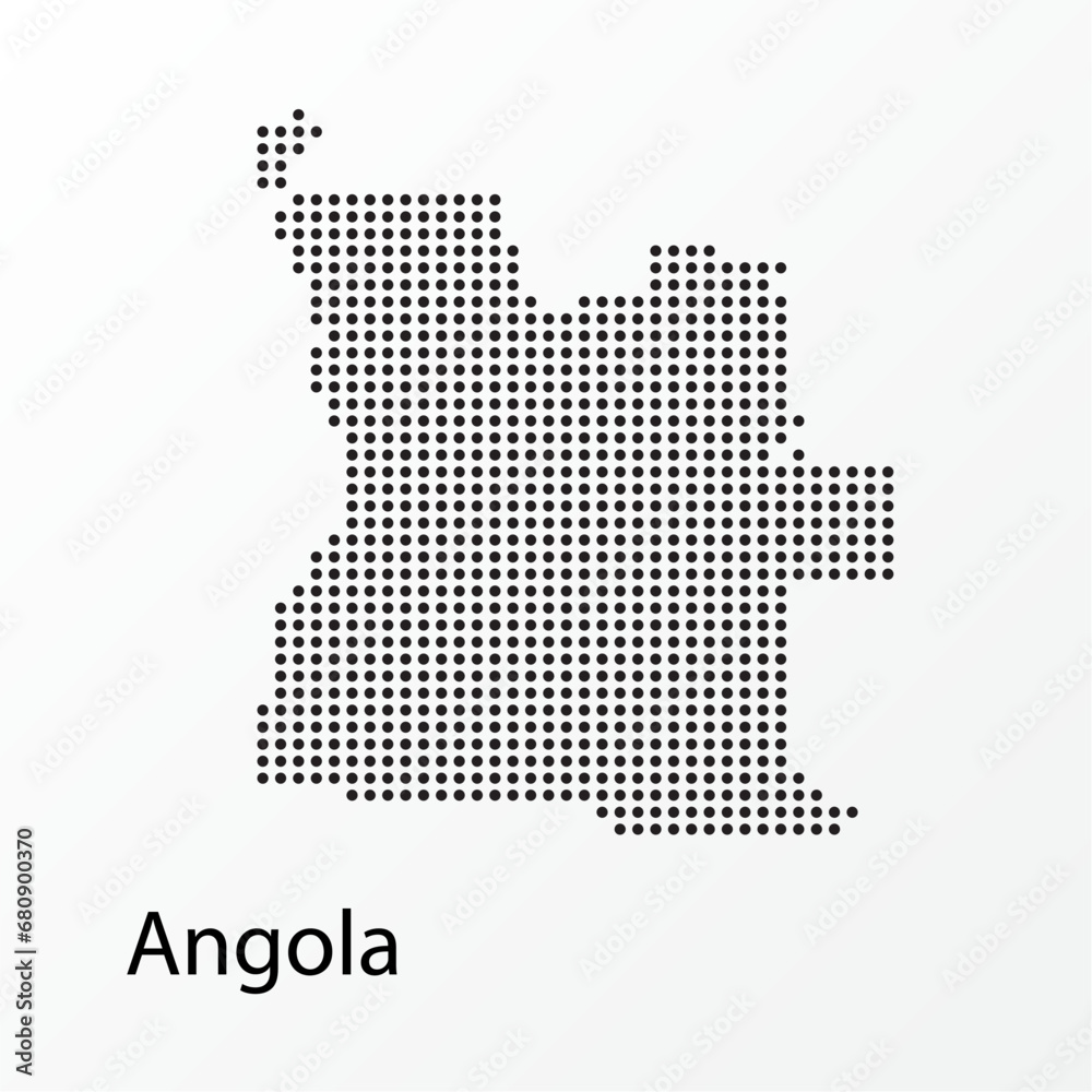 Obraz premium Vector illustration of a geographical map of Angola in dots