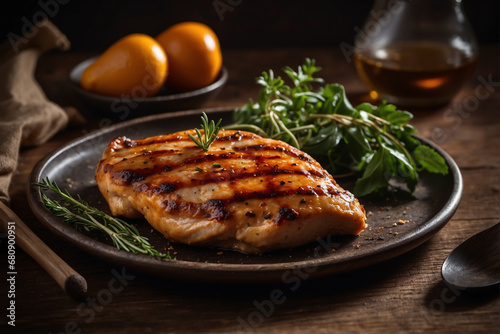 Delicious grilled chicken steak on a plate