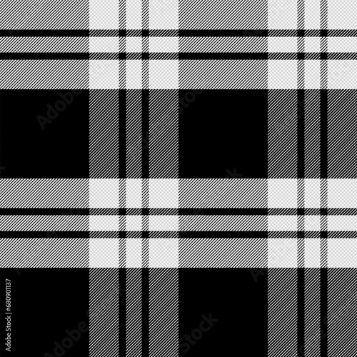 Check Plaid Seamless Pattern, Diagonal Gingham Buffalo Vector Pixel in Black and White Multi Mellow, Simple Tartan Background Graphic with Herringbone Line Grid