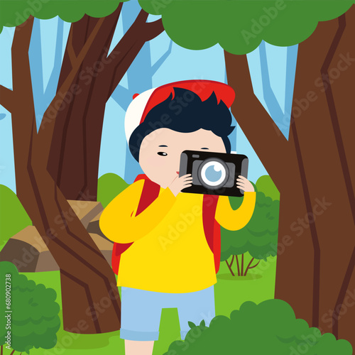 Photographer design over landscape background, vector illustration.