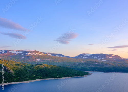 Aerial view of mountains and lake in Hallingskarvet National Park,Norway