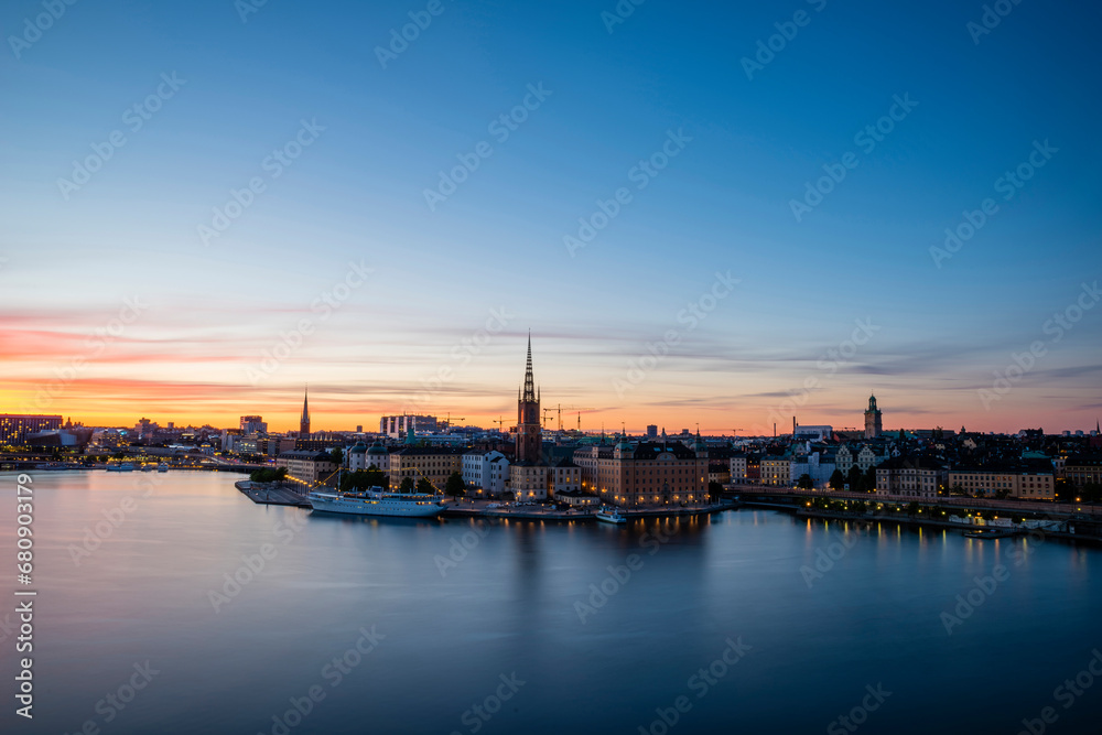 Sunset over city of Stockholm,Sweden Sunset over city of Stockholm,Sweden
