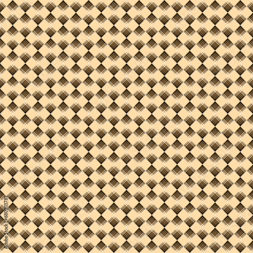 Check Plaid Seamless Pattern, Diagonal Gingham In Brown and Beige Multi Scale, Lumberjack Simple Tartan Vector Pixel,