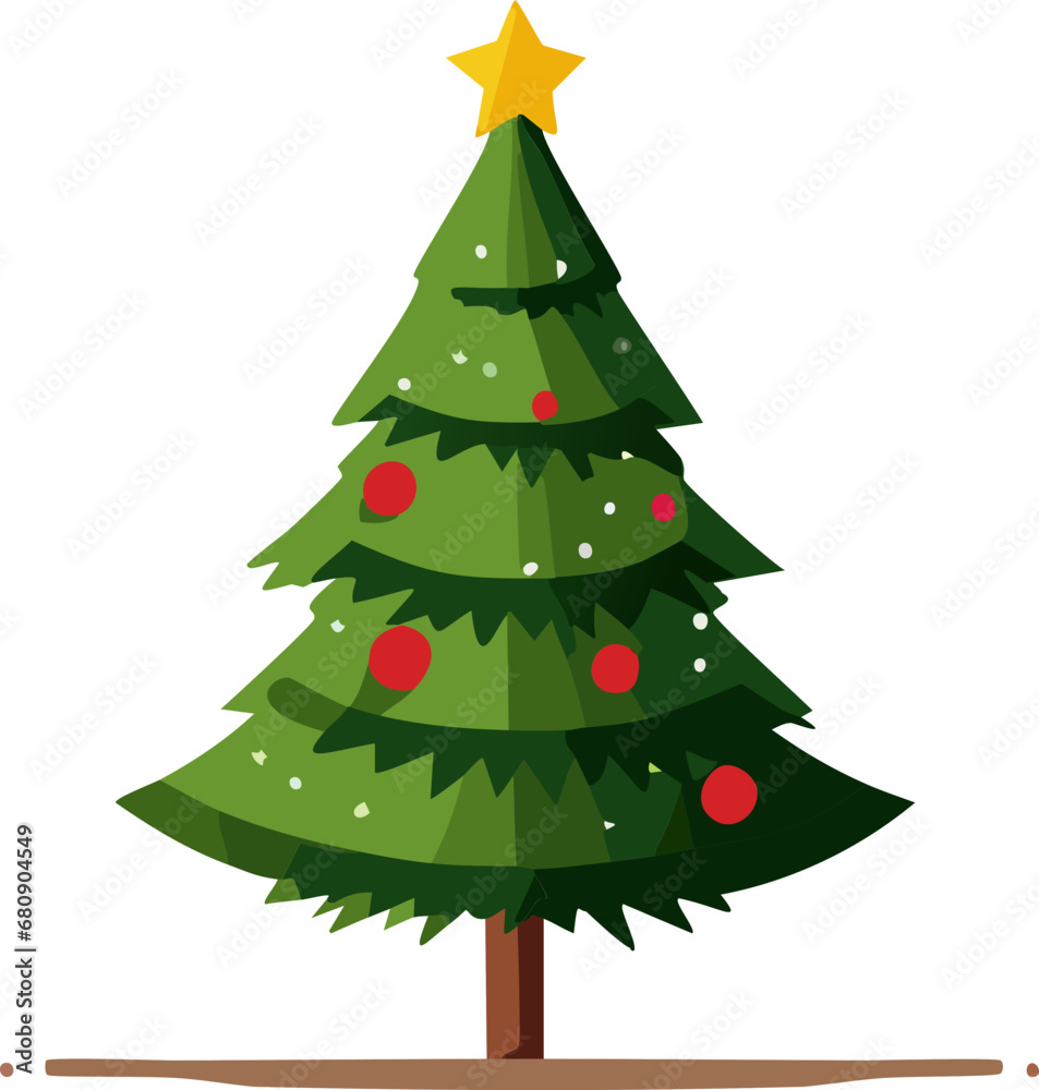 Christmas tree with red decorations isolated on white Christmas tree with red decorations isolated on white