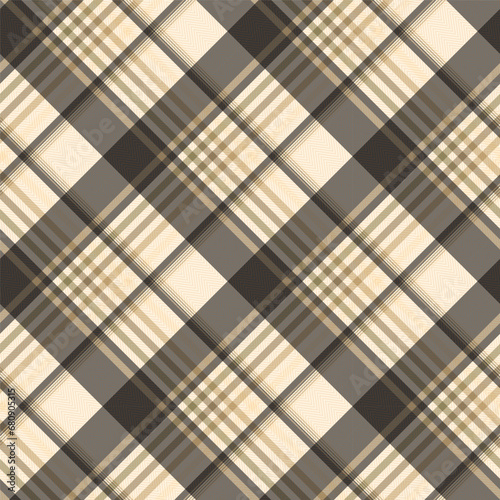 Check Plaid Seamless Pattern, Diagonal Gingham Lumberjack Vector Pixel in Black, Camel Multi Mellow, Simple Tartan Background Graphic with Herringbone Line Grid