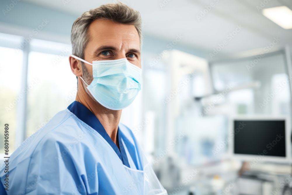 senior dentist in uniform with jaws model in dental clinic senior dentist in uniform with jaws model in dental clinic
