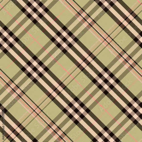 Check Plaid Seamless Pattern, Diagonal Gingham Simple Pixel Textured In Green, Black, Pink Color With Herringbone Tartan Line Grid