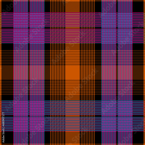 Check Plaid Seamless Pattern, Lumberjack Vector Pixel in Black, Orange, Multi Mellow Stripe Tartan Background Graphic Line Grid