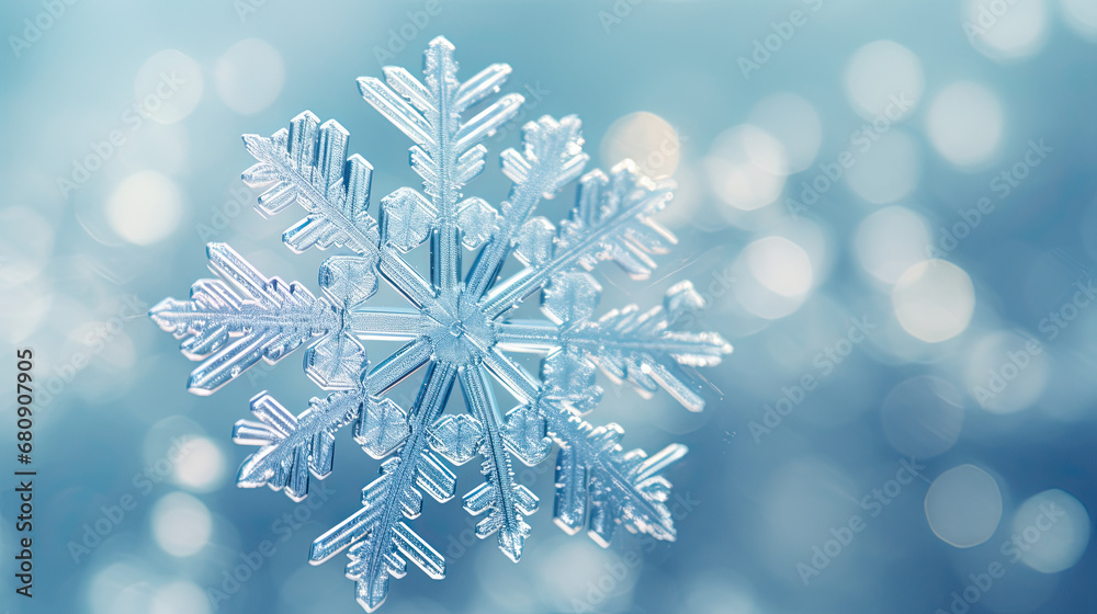 Close up of a snowflake, macro snowflake Close up of a snowflake, macro snowflake