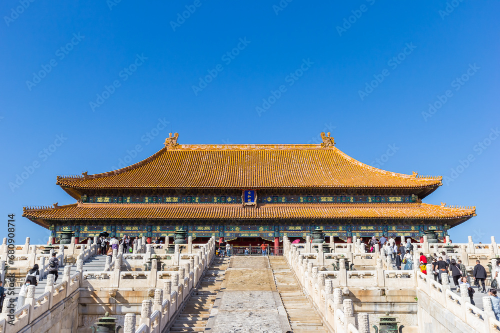 Stairs leading up to the Hall of Supreme Harmony in the Forbidden City in Beijing, China