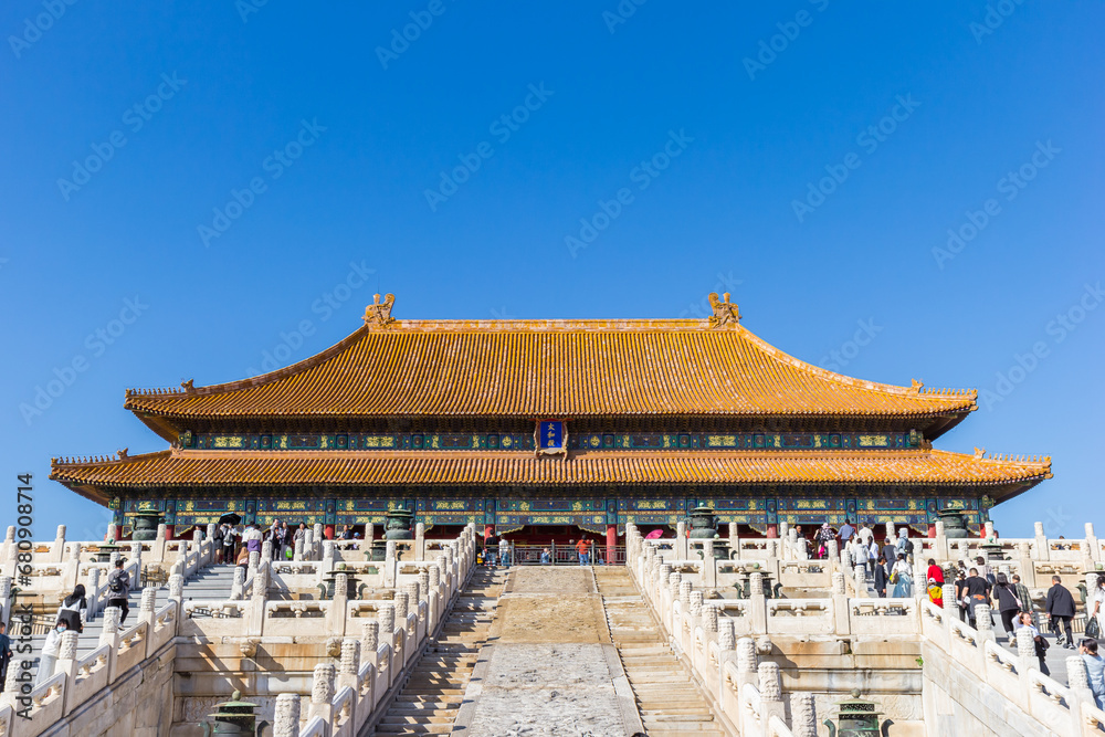 Obraz premium Stairs leading up to the Hall of Supreme Harmony in the Forbidden City in Beijing, China