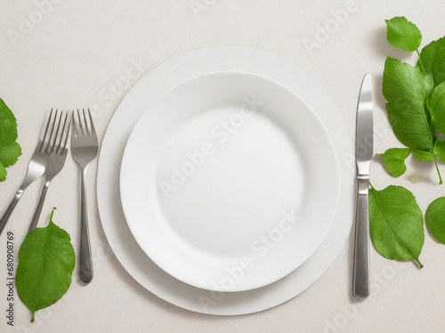 top view of blank menu paper on plate with cut