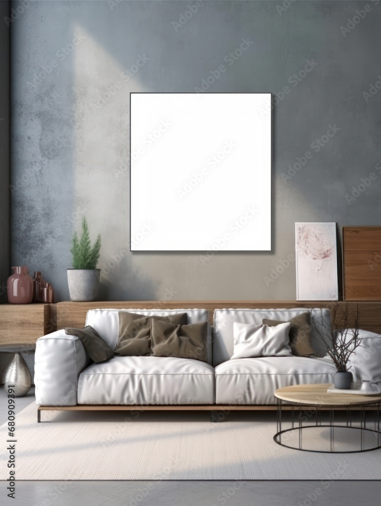 Modern Nordic style apartment with picture frame template Modern Nordic style apartment with picture frame template