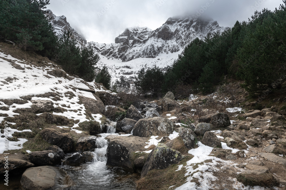 Path to Piedrafita Lake in winter, Huesca (Spain) Path to Piedrafita Lake in winter, Huesca (Spain)