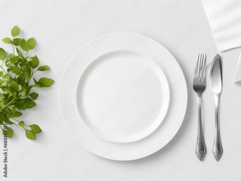 top view of blank menu paper on plate with cut top view of blank menu paper on plate with cut