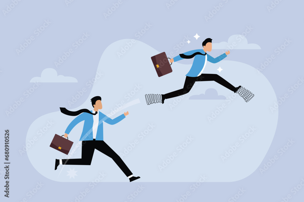 Work efficiency or career promotion - Competitive advantage to win business competition 2d flat vector illustration