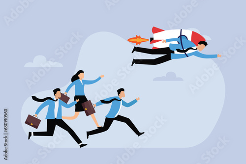 Business innovation or creativity for winning competition strategy and success 2d flat vector illustration